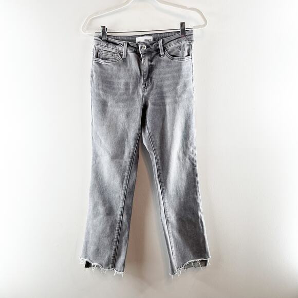 Vervet High Rise Raw Hem Cropped Ankle Straight Leg Slim Jeans Gray Wash 27 / 4 - Picture 2 of 10